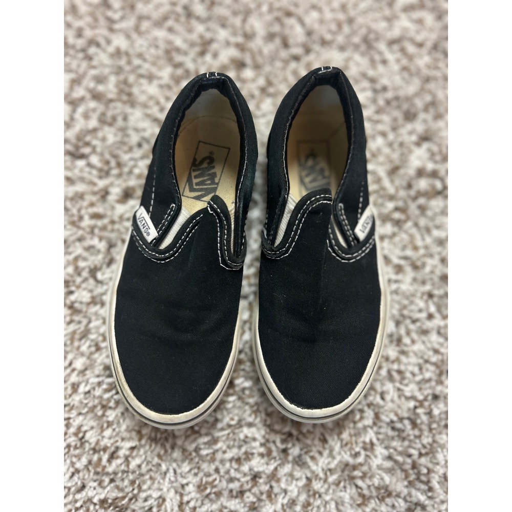 Vans Classic Slip-On Black Canvas Kids Sneakers Size 11.5 Kids